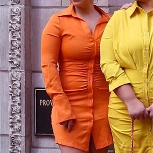 H&M button down ruched dress